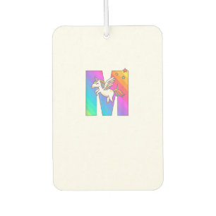 Unicorn Monogram Letter M Initial Cute Girls Birth Car Air Freshener