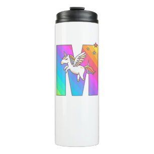 Unicorn Monogram Letter M Initial Cute Girls Birth Thermal Tumbler