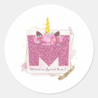 Unicorn Monogram M Custom Stickers 