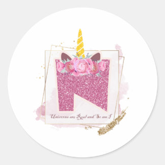 Unicorn Monogram N Custom Stickers 