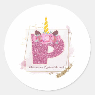 Unicorn Monogram P Custom Stickers