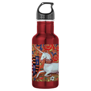 UNICORN MONOGRAM Red Blue Floral Swirls 532 Ml Water Bottle