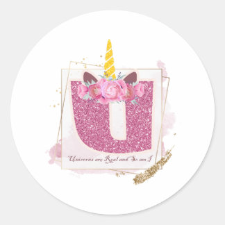 Unicorn Monogram U Custom Stickers