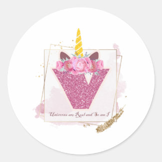 Unicorn Monogram V Custom Stickers