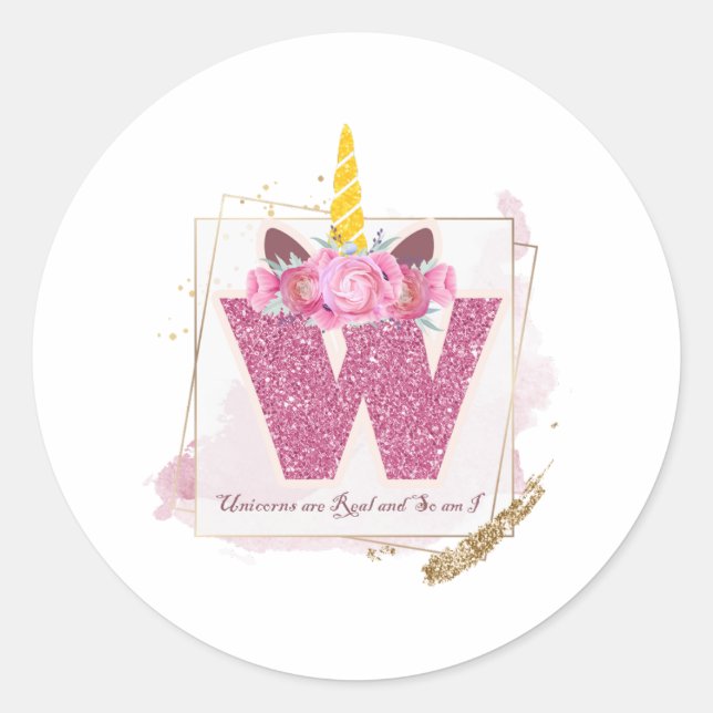 Unicorn Monogram W Custom Stickers (Front)