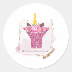 Unicorn Monogram Y Custom Stickers