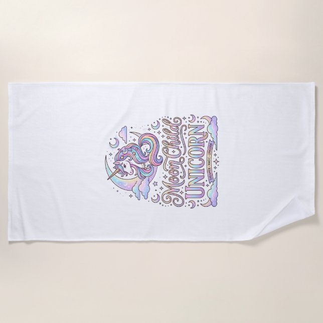 Unicorn Moon Child Unicorn Original Zazzle Design_ Beach Towel (Front)