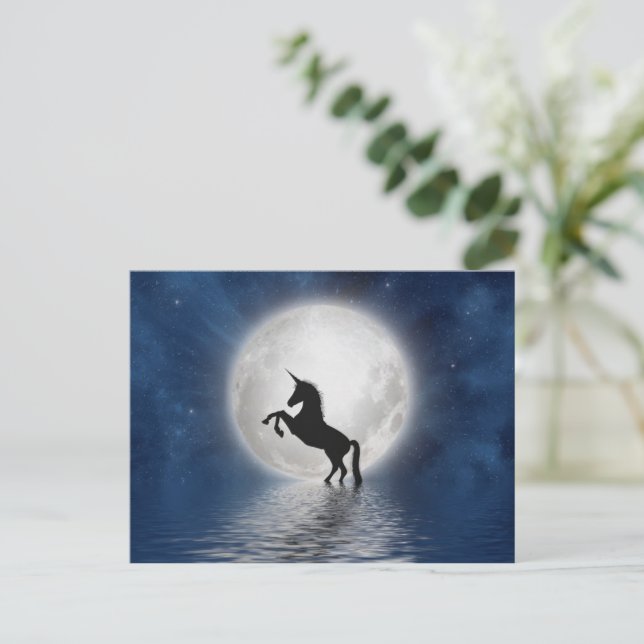 Unicorn Moon Fantasy Art Postcard (Standing Front)