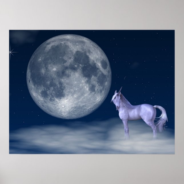 Unicorn Moon Magic Wall Art Poster Print (Front)