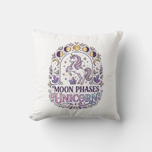 Unicorn Moon Phases Unicorn White Background Shirt Cushion