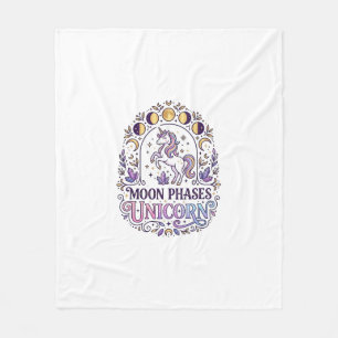 Unicorn Moon Phases Unicorn White Background Shirt Fleece Blanket