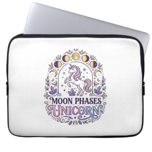 Unicorn Moon Phases Unicorn White Background Shirt Laptop Sleeve