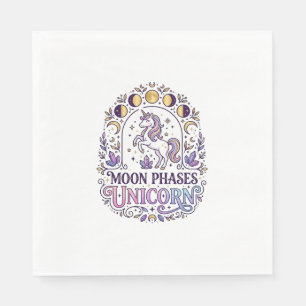 Unicorn Moon Phases Unicorn White Background Shirt Napkin