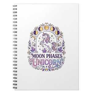 Unicorn Moon Phases Unicorn White Background Shirt Notebook