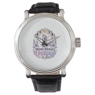 Unicorn Moon Phases Unicorn White Background Shirt Watch