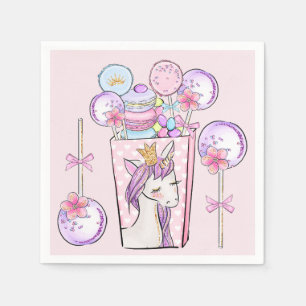 Unicorn "Moon Pie" and "Cake Pops" Modern Sweet Napkin