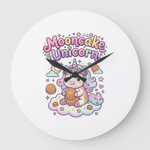 Unicorn Mooncake Unicorn Charming Apparel Graphic_ Large Clock