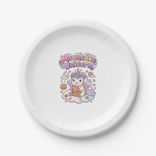 Unicorn Mooncake Unicorn Charming Apparel Graphic_ Paper Plate