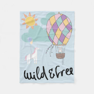 Unicorn Mouse Hot Air Balloon Wild and Free Pastel Fleece Blanket