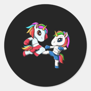 Unicorn Muay Thai - Thai Boxing And Kickboxing Gif Classic Round Sticker