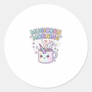 Unicorn Mugicorn Morning Graphic Design Zazzle Des Classic Round Sticker