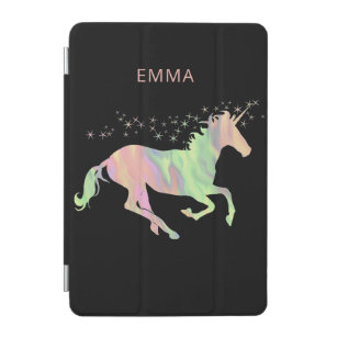 Unicorn multicolored stars and name iPad mini cover