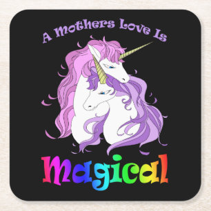 Unicorn Mum A Mothers Love Is Magical Square Paper Coaster