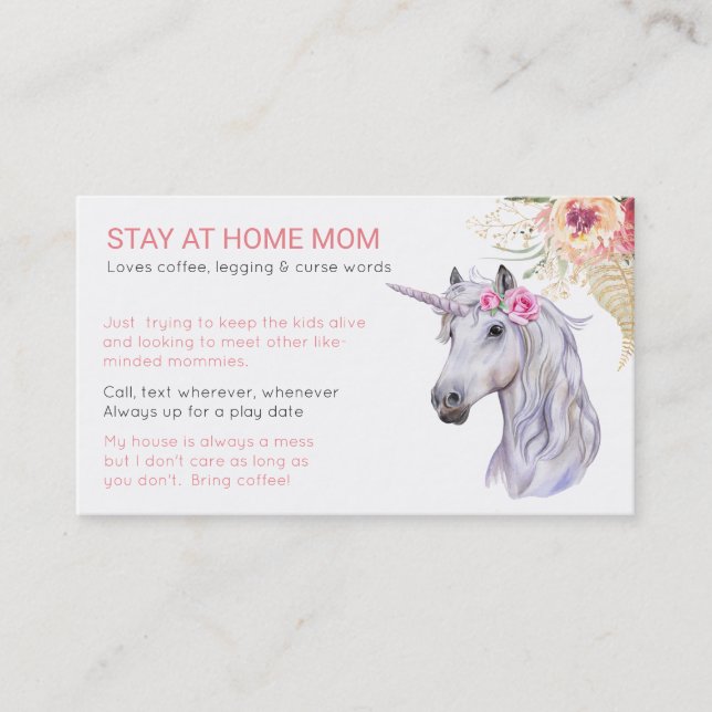 Unicorn Mum Friend - Playground Business Card (Front)