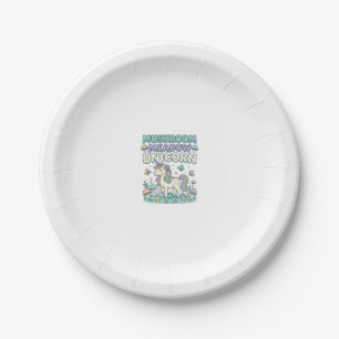 Unicorn Mushroom Meadow Unicorn Trendy T-Shirt Des Paper Plate