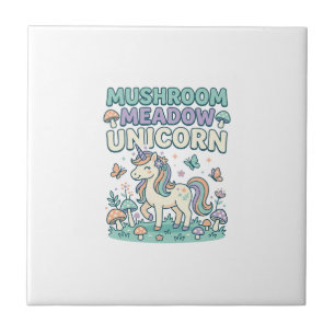 Unicorn Mushroom Meadow Unicorn Trendy T-Shirt Des Tile