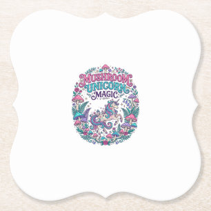 Unicorn Mushroom Unicorn Magic Colorful POD Artwor Paper Coaster
