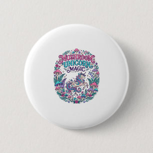 Unicorn Mushroom Unicorn Magic Colourful POD Artwo 6 Cm Round Badge