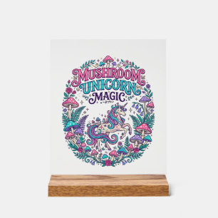 Unicorn Mushroom Unicorn Magic Colourful POD Artwo Acrylic Sign