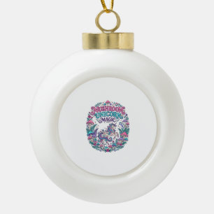 Unicorn Mushroom Unicorn Magic Colourful POD Artwo Ceramic Ball Christmas Ornament