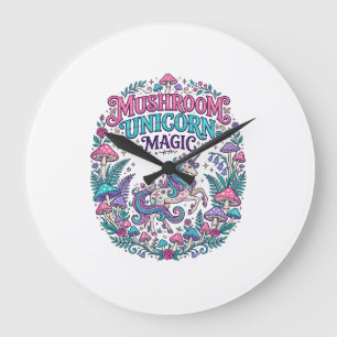 Unicorn Mushroom Unicorn Magic Colourful POD Artwo Large Clock