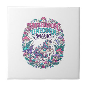 Unicorn Mushroom Unicorn Magic Colourful POD Artwo Tile