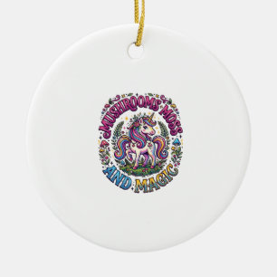 Unicorn Mushrooms Moss and Magic Commercial Shirt Ceramic Tree Decoration