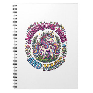 Unicorn Mushrooms Moss and Magic Commercial Shirt Notebook