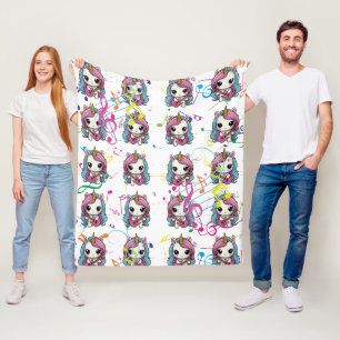 Unicorn Musical Pattern Fleece Blanket