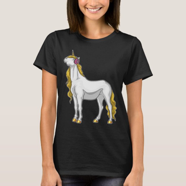 Unicorn Musician Headphone Music T-Shirt (Front)
