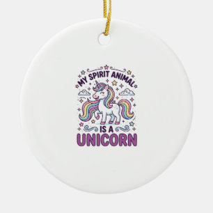 Unicorn My Spirit Animal Is a Unicorn Bold Typogra Ceramic Tree Decoration