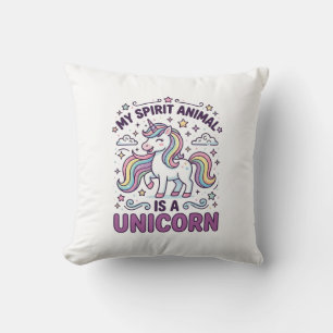 Unicorn My Spirit Animal Is a Unicorn Bold Typogra Cushion