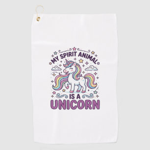 Unicorn My Spirit Animal Is a Unicorn Bold Typogra Golf Towel