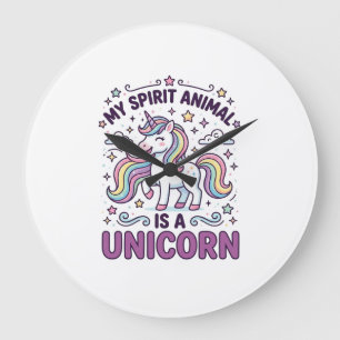 Unicorn My Spirit Animal Is a Unicorn Bold Typogra Large Clock