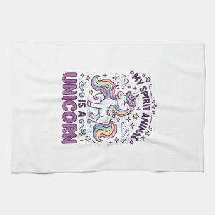 Unicorn My Spirit Animal Is a Unicorn Bold Typogra Tea Towel