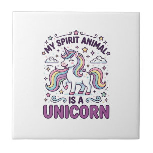 Unicorn My Spirit Animal Is a Unicorn Bold Typogra Tile