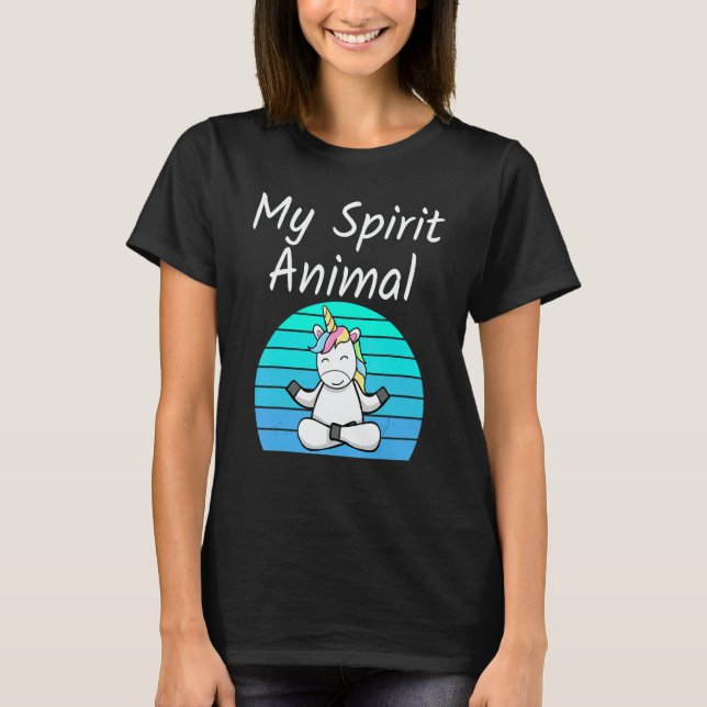 Unicorn My Spirit Animal Relaxing Mediation Yoga u T-Shirt (Front)