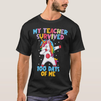 Unicorn My Teacher Survived 100 days Of Me 2023  1 T-Shirt