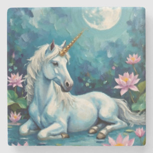Unicorn Mystic Garden Stone Coaster