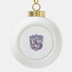 Unicorn Mystic Moon Unicorn Colourful Ceramic Ball Christmas Ornament